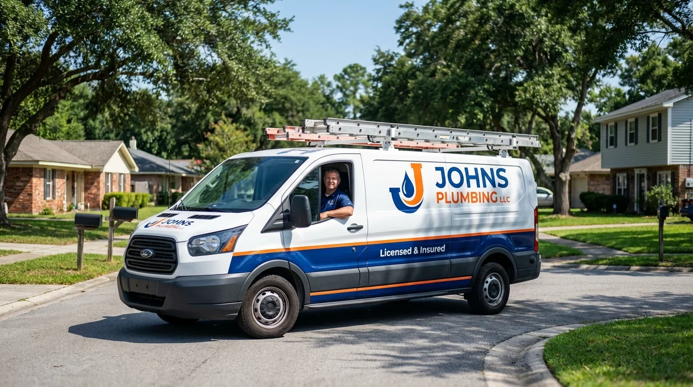 Johns Plumbing LLC service van in East Flat Rock, NC