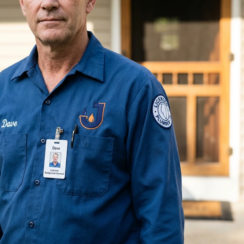 Licensed plumber showing ID badge in East Flat Rock, NC