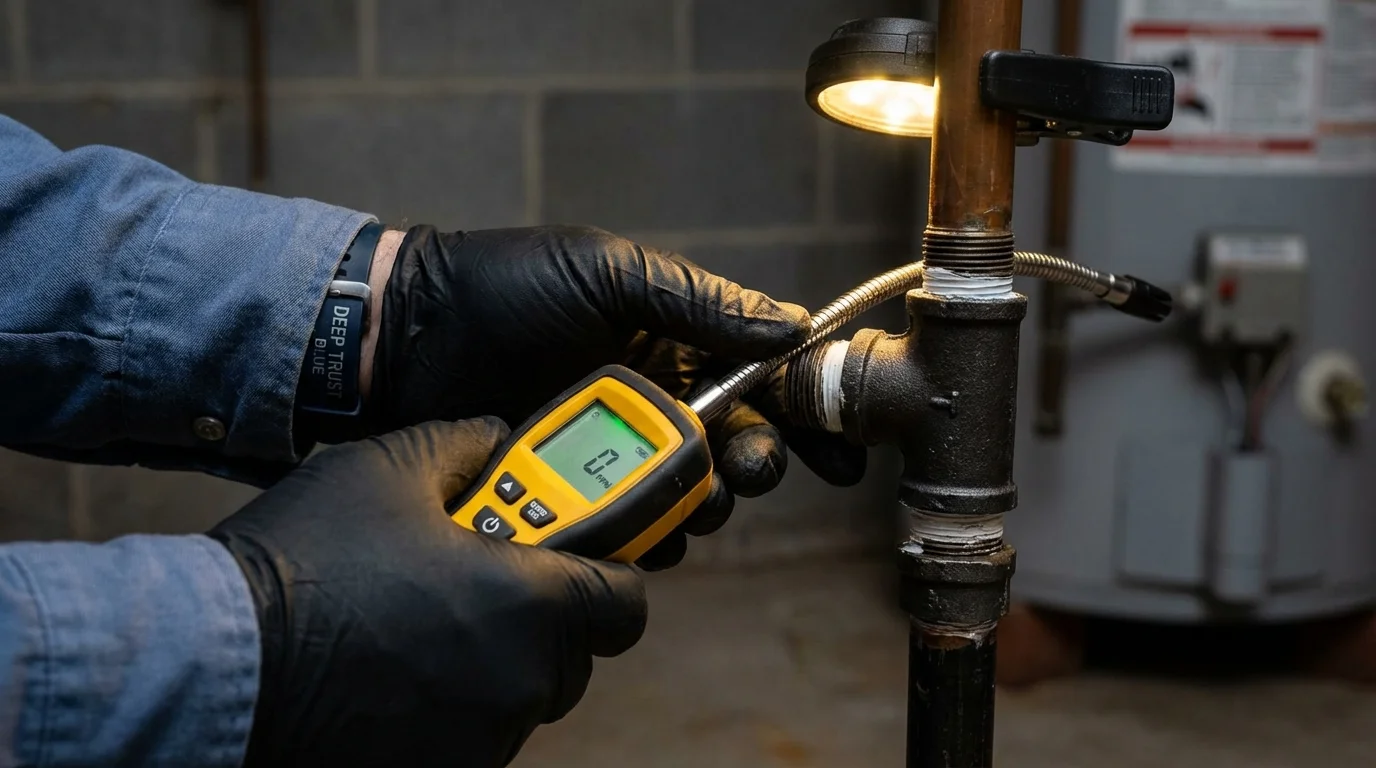 Gas leak detection with electronic sniffer by Johns Plumbing LLC in East Flat Rock