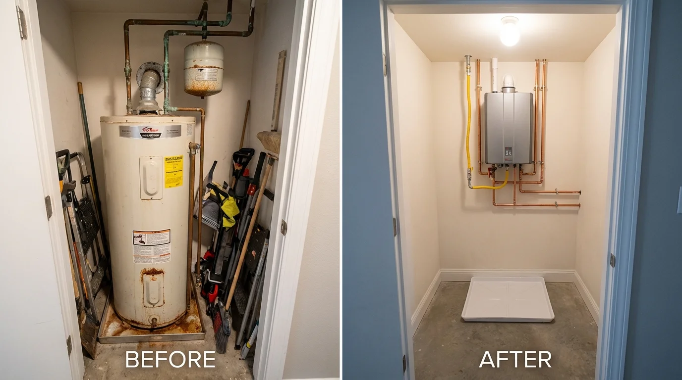 Tank water heater versus wall-mounted tankless unit comparison for East Flat Rock, NC homeowners